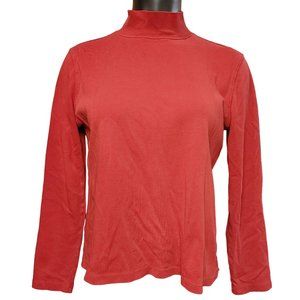 St.John's Bay Women's Red Classic Mock Neck Long Sleeve Sweater Large